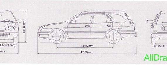 Toyota Corolla(All Versions) (1998) (Тоёта Королла(Алл Версионс) (1998)) - чертежи (рисунки) автомобиля